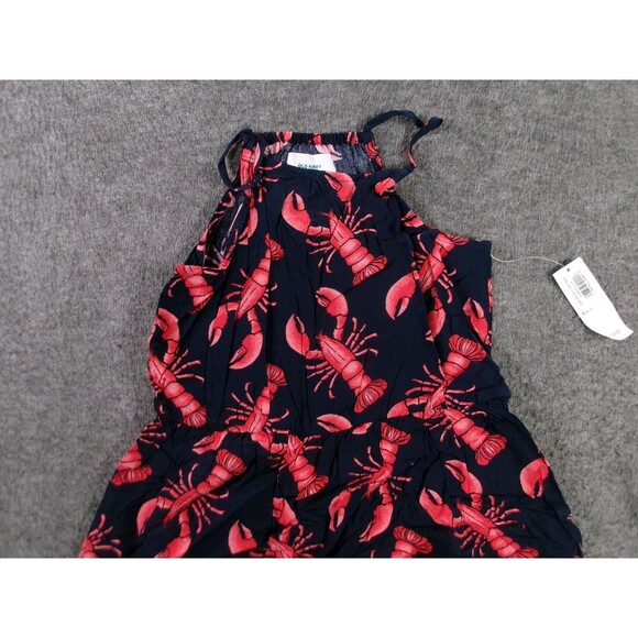 Old Navy Dress Girls S Lobster Print Halter Cami Sundress Navy Red Beach Cute - Picture 2 of 13